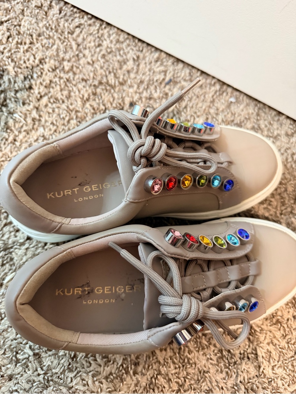 Kurt Geiger Grey Sneakers with Multicolor Gemstones